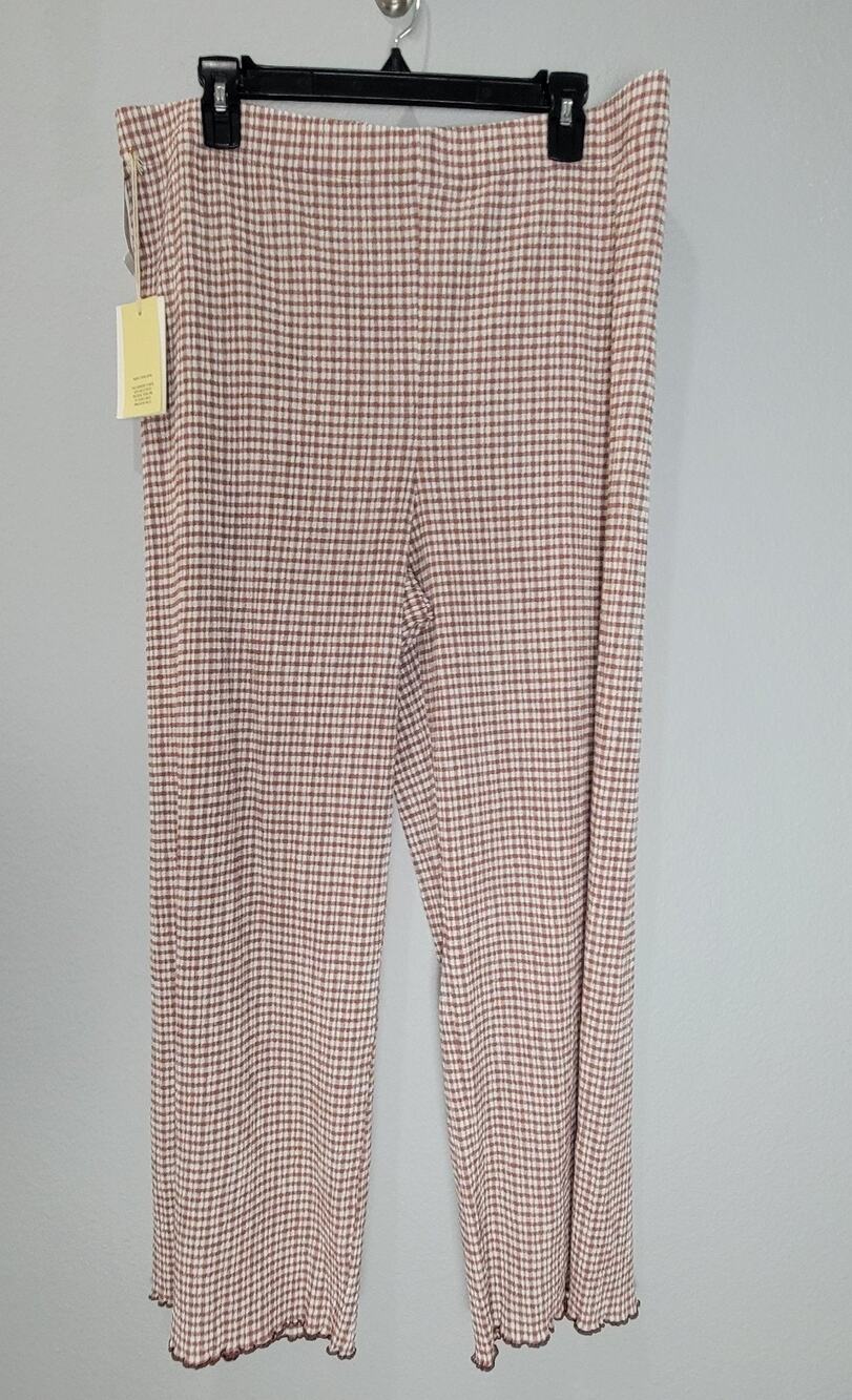 Wilfred XL Brown White Beige Gingham Plaid Verona Pants Aritzia